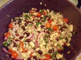 Rice bean corn salad